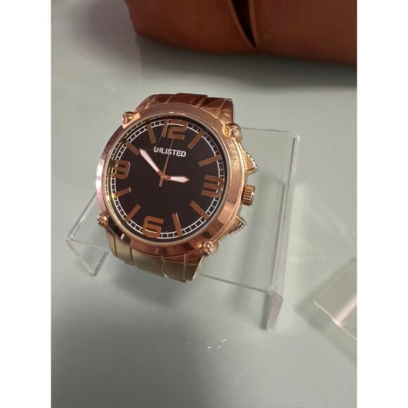 Men's UNLISTED by Kenneth Cole Gold-Tone Watch with Black Dial - Picture 4 of 10